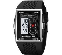 findtime Armbanduhr Herren Digital Quarz Uhren Herren Eckig Militär Uhr Männer Digitaluhr mit Wecker Datum Jungen Outdoor Sportuhr LED Licht Stoppuhr