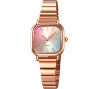 findtime Damenuhr Analog Quarz Eckig Elegant Armbanduhr Damen mit Edelstahlarmband Klein Silber Gold Uhren Damen Buntes Zifferblatt Schmuck Fraurn Uhr Armreif Rosegold
