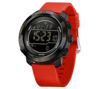 findtime Digital Armbanduhr Sportuhr Herren Schrittzähler Kalorienzähler Sportliche Herrenuhr Outdoor 5ATM Wasserdicht Beleuchtung Chronograph Stoppuhr Alarm Woche Datum Anzeige Multifunktion Rot