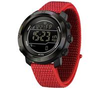 findtime Digital Sportuhr Armbanduhr Herren Schrittzähler Kalorienzähler Sportliche Herrenuhr Outdoor 5ATM Wasserdicht Beleuchtung Chronograph Stoppuhr Alarm Woche Datum Anzeige Nylon Armband Rot