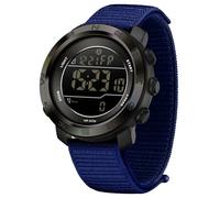 findtime Digital Sportuhr Armbanduhr Herren Schrittzähler Kalorienzähler Sportliche Herrenuhr Outdoor 5ATM Wasserdicht Beleuchtung Chronograph Stoppuhr Alarm Woche Datum Anzeige Nylon Armband Blau