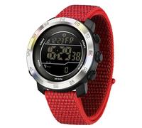 findtime Digital Sportuhr Armbanduhr Herren Schrittzähler Kalorienzähler Sportliche Herrenuhr Outdoor 5ATM Wasserdicht Beleuchtung Chronograph Stoppuhr Alarm Nylon Armband Silber Rot