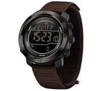 findtime Digital Sportuhr Armbanduhr Herren Schrittzähler Kalorienzähler Sportliche Herrenuhr Outdoor 5ATM Wasserdicht Beleuchtung Chronograph Stoppuhr Alarm Woche Datum Anzeige Nylon Armband Braun