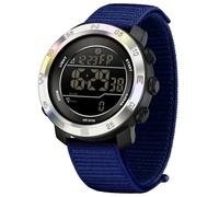 findtime Digital Sportuhr Armbanduhr Herren Schrittzähler Kalorienzähler Sportliche Herrenuhr Outdoor 5ATM Wasserdicht Beleuchtung Chronograph Stoppuhr Alarm Nylon Armband Silber Blau