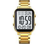 findtime Digital Uhren Herren Digitaluhr Große Ziffern Senioren Business Digitale Armbanduhr Männer Metallarmband Luxus Uhr LED Dualzeit Datum 12/24H Stoppuhr