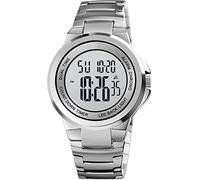 findtime Digitaluhr Herren Edelstahl Armbanduhr mit Beleuchtend Alarm Kalender Herrenuhr Stoppuhr Coutdown 12/24 Stunden Uhren für Männer Digital Elegant Elektronisch Silber Schwarz