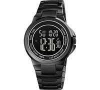 findtime Digitaluhr Herren Edelstahl Armbanduhr mit Beleuchtend Alarm Kalender Herrenuhr Stoppuhr Coutdown 12/24 Stunden Uhren für Männer Digital Elegant Elektronisch Silber Schwarz