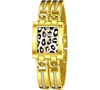 findtime Eckige Damenuhr Gold Silber Armbanduhr Damen Edelstahlarmband Diamant Leopardenmuster Analog Quarzuhr Uhr Damen Klein Luxus Frauen Schmuck Goldene Uhren Damen