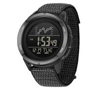 findtime Herren-Armbanduhr, Militär, Kommando, Sportuhr, atmungsaktiv, Kalender, Wecker, Stoppuhr, Schrittzähler, Digitaluhr, wasserdicht, 50 ATM, Zifferblatt, Schwarz , Sport