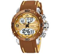 findtime Herrenuhr Militär Digitale Analoge Sportuhr Outdoor Dual Time Wasserdicht Groß Zifferblatt Uhren für Männer Mit Wecker Datum LED Beleuchtung 12/24 Stunden Stoppuhr Chronograph Tactical Braun