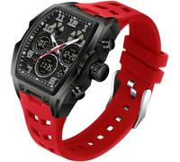 findtime Quadratische Armbanduhr Herren Uhren Sport Digital Analog Tactical Watch Military Digitaluhr Männer Multi-Zeitzone Rechteckige Uhr Herren Militär Stoppuhr Jungen Wecker 5ATM Wasserdicht
