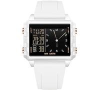 findtime Rechteckige Armbanduhr Sportuhr Digital Analog Silikonarmband Farbige Digitaluhr Herren Damen Teenager Uhr Coutdown Stoppuhr Dualzeit 5ATM Wasserdicht Designer