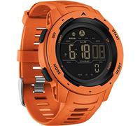 findtime Schrittzähler Armbanduhr Orange mit Kalorien 5ATM Wasserdicht Timer Stoppuhr, Fitness Herrenuhr Digital Militär Tactical Uhr Duale Zeitzone Sport Outdoor für Männer Jungen
