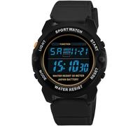 findtime Schwarz Digitaluhr Damen Unisex Digital Armbanduhr mit Stoppuhr Kalender Wecker LED Uhr für Jugendliche Jungen Mädchen