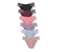 FINETOO Nahtlose Unterwäsche für Damen, freche Bikini-Höschen, hoher Schnitt, V-Ausschnitt, Spitzenunterwäsche, süße Bikinis, 6er-Pack, 6er-Pack, A, XL