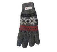 Finger Handschuh mit Norweger Muster Thinsulate für Damen grau mit rot, L/XL