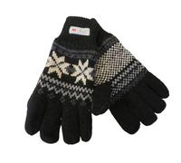 Finger Handschuh mit Norweger Muster Thinsulate für Damen schwarz, L/XL