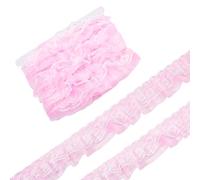 FINGERINSPIRE 10 m Langes Zweilagiges Plissiertes Rosa Rüschenband Aus Organza 50mm Breit Ideal Zum Nähen von Kleidung Kissenbezügen Und Brautkleidern