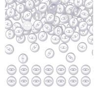 FINGERINSPIRE 100 Stück 9mm Runde Nähknöpfe 2 Loch Weiße Harzknöpfe Fischauge Basteln Ersatzknopf Nähen Dekoration Knöpfe Zum Basteln von Hosen Kleidern Röcken Hemden Kleidung Verschlussknöpfe