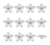 FINGERINSPIRE 12 Stück Kristall Blumenknöpfe 20mm Strasssteine Aus Legierung Fünfblättrige Blumenknöpfe Silberne Blumenform Nähknöpfe Dekorative Strick Bastelknöpfe Für Kleidung DIY Dekor