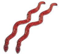 FINGERINSPIRE 2 Stück Flicken In Schlangenform 45cm Zum Aufnähen Große Schlangenförmige Strass Flicken Rote Pailletten Schlangen Applikationsflicken Zum Aufnähen Bestickte Applikations