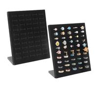 FINGERINSPIRE 2 Stück L Förmiger Samt Ringhalter 20.1x9.3x25.3cm Schwarzes Schmucktablett Mit Weicher Samtoberfläche 50 Facher Schwamm Ringständer Für Zuhause Schlafzimmer Und Einzelhandel