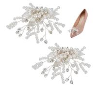 FINGERINSPIRE 2 Stück Schuhclips Mit Perlen Silberfarbene Schuhclips Aus Kristall Strass Schuhschnallen Mit Blumenblättern Abnehmbare Braut Schuhclips Perlenclips Aus Kunststoff Schuhschnallenclip