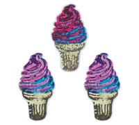 FINGERINSPIRE 3 STÜCKE 3 Farben Eiscreme Pailletten Applikation 12.5x23.4 cm Polyester Applikations Patches Zum Aufnähen Glitzer PVC Pailletten Patches Für Kleidung Jacken Hose Kleid Kappen Jeans