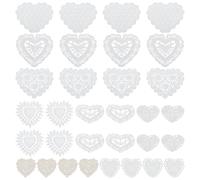 FINGERINSPIRE 32 Stück Spitzenapplikation In Herzform 8 Stile Herz Stickerei Aufnäher Liebes Polyester Herz Zum Aufnähen Auf Kleidung Nähdekoration Applikation Für Hochzeit Brautkleid Verzierung