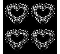 FINGERINSPIRE 4 Bogen Herz Glitzer Strass Bügelbilder 16 Stück Liebesherz Naher Osten Strass Hotfix Applikationen Flache Runde Kristall Strass Hotmelt Patches Für Kleidung