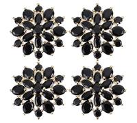 FINGERINSPIRE 4 Stück 21x22mm Schwarzer Strassknopf In Blumenform Mit Goldfarbenem Messingbesatz Und Zirkonia Mikropavé Für DIY Bastelarbeiten Näharbeiten Kleidung Und Brautaccessoires