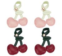 FINGERINSPIRE 4 Stück Kirsch Taschenanhänger 11.5x7cm Rot Und Rosa Süßer PU Kirsch Schlüsselanhänger Taschenaccessoire Stilvoller Leder Obst Schlüsselanhänger Süßer Kirsch Anhänger Für Geldbörse