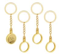 FINGERINSPIRE 4 Stück Münzhalter Schlüsselanhänger 23MM Rund Gold Medaillon Halter Legierung Schlüsselanhänger Für Challenge Münzen Sammlerstücke Gedenkmünzen Benutzerdefinierte Medaillons Souvenirs