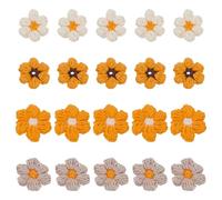 FINGERINSPIRE 40 Stück Gehäkelte Blumenapplikation 4 Farben 2x2.3cm Kleine Orangefarbene Serie Baumwollblumenaufnäher Gehäkelte Blumenverzierungen Mit Loch Für Herbstkollektion Kleidung DIY Bastel
