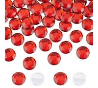 FINGERINSPIRE 50 Stück 25mm Flache Rückseite, Rund Acryl Strass Rot Selbstklebend Juwelen Große Kunststoff Edelsteine, Verzierungen Zum Aufkleben, Kristall Kreis Edelsteine Für Kostümherstellung