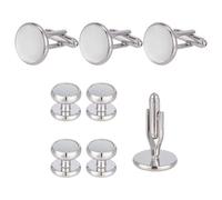 FINGERINSPIRE 6 Paar Manschettenknöpfe Aus Messing Mit Natürlicher Muschel 2 Stile Runde Manschettenknöpfe In Platinfarbe Hemdknopf Und Manschettenknopf Set Aus Messing In Runder Form Für Hochzeiten