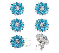 FINGERINSPIRE 6 Stück Strass Blumen Knopfabdeckungen 25.5mm Durchmesser Cyan Farbe Abnehmbare Kristall Knopfabdeckungen Für Damenhemden Legierungsclips Knöpfe Zum Basteln von Dekorativer DIY Kleidung