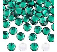 FINGERINSPIRE 60 Stück 20mm Flache Rückseite Rund Acryl Strass, Grün Selbstklebend Große Kunststoff Edelsteine, Verzierungen Zum Aufkleben, Kristall Kreis Edelsteine Für Kostüm Cosplay Handwerk