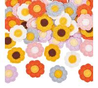 FINGERINSPIRE 60 Stück 6 Farben Häkelblumen Applikation 31x33 mm Nähblumen Stoffflicken Handgefertigte Strickblumen Gehäkelte Blumenverzierungen Für Kleidung Reparatur DIY Handwerk Dekor