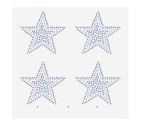 FINGERINSPIRE 8 Stück Blaues Sternenmuster Zum Aufbügeln Kristall Strass Aufkleber 60x62mm Sterne Strass Transfer Strass Transfer Zum Aufbügeln Hotfix Transfer Strass Transfers Aufnäher Für Kleidung