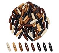 FINGERINSPIRE 96 Stück Ovaler Holz Knebelknopf 40mm 2 Löcher Holz Knebelknopf Aus Horn 8 Farben Nähhörner Knebelknöpfe Holzknöpfe Für Pullover Mäntel Jacken Kleidung Nähen DIY Kunst Handwerksprojekte