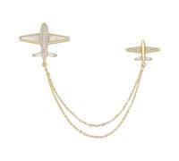 FINGERINSPIRE Anstecknadel Mit Flugzeugmotiv Aus Legierung Goldene Zirkonia Brosche Mit Hängender Kette Flugzeug Brosche Krawattennadeln Mit Flugflugzeug Schmuck Geschenke Für Kleider Bankette Jacken