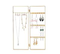 FINGERINSPIRE Goldenes Faltbares Schmuckregal Mit 18 Löchern Und 6 Haken 2 Teiliger Schmuck Organizer Aus Metall Für Ohrringe Schmuck Organizer Ausstellungsständer Für Armbänder Und Halsketten