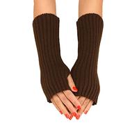 Fingerlose Handschuhe für Damen Handgelenk Warme Unisex Lange Stricken Armstulpen Halbfinger Handschuhe für Männer Frauen Handschuhe Fingerlose Fäustlinge Handwärmer Arm Wärmer (Coffee, One Size)