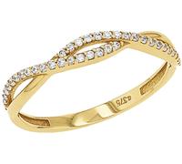 Fingerring AMOR "2036754/-55/-56/-57/-77" Gr. 56, gold (gelbgoldfarben, kristallweiß), Fingerringe, Damen, 56, Gelbgold 375, 1,1mm, Fingerring, mit Zirkonia (synth.) (30834157-56) gelbgoldfarben, kris