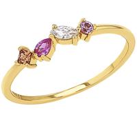 Fingerring AMOR "2037230/-31/-32/-33/-34" Gr. 52, lila (gelbgoldfarben, apricot, pink, gelb, rosa), Fingerringe, Damen, 52, Silber 925 (Sterlingsilber), 1,1mm, Fingerring, mit Zirkonia (synth.) (69084