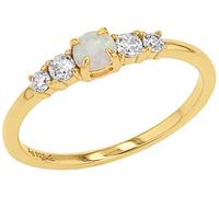 Fingerring AMOR "2037252/-53/-54/-55/-56" Gr. 54, gold (gelbgoldfarben, weiß, kristallweiß), Fingerringe, Damen, 54, Silber 925 (Sterlingsilber), 1,4mm, Fingerring, Opal (synth.), Zirkonia (synth.) (5