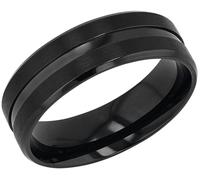 Amor Ring Herren, Damen, Schwarz, 64|20, 7 mm, 1,6 mm, Edelstahl, IP Schwarz 2037296