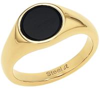 Fingerring AMOR "2037297/-298/-299/-300-306, 2037307/-08/-09/-10-16" Gr. 52, schwarz (gelbgoldfarben, schwarz), Fingerringe, Damen, 52, Edelstahl, 1,9mm, Fingerring, mit Onyx (29110468-52) gelbgoldfar