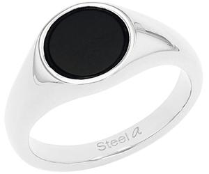 Fingerring AMOR "2037297/-298/-299/-300-306, 2037307/-08/-09/-10-16" Gr. 60, schwarz (edelstahlfarben, schwarz), Fingerringe, Damen, 60, Edelstahl, 1,9mm, Fingerring, mit Onyx (52710057-60) edelstahlf